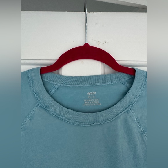 Aerie Oversized Blue Loungewear Boyfriend Distressed Tee Shirt in Size XS - Picture 2 of 8